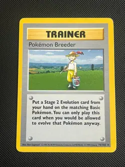 Pokemon Breeder (76/102) Base Set - Vintage - 1999 - WoTc - MP - Pokemon TCG - Image 1