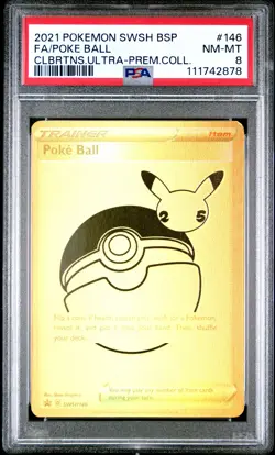 2021 POKEMON SWSH BLACK STAR PROMO #146 FULL ART/POKE BALL PSA 8 - Image 1