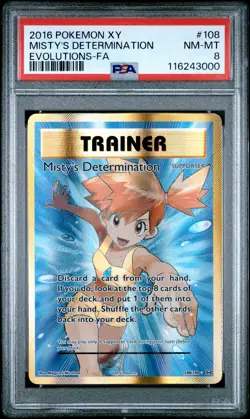 2016 POKEMON XY EVOLUTIONS #108 FULL ART/MISTY'S DETERMINATION PSA 8 - Image 1
