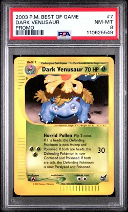 2003 POKEMON BEST OF GAME PROMO #7 DARK VENUSAUR PSA 8 - Image 1