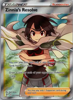 Pokemon Card TCG - Zinnias Resolve 203/203 Full Art Trainer Evolving Skies NM - Image 1