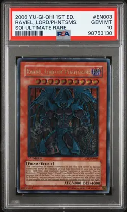 YUGIOH PSA 10 Raviel Lord of Phantasms SOI-EN003 Ultimate Rare 1st Edition *3130 - Image 1