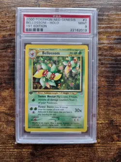 Pokemon Card PSA 9 Bellossom Neo Genesis 1ST EDITION 3/111 Vintage Holo 2000 - Image 1