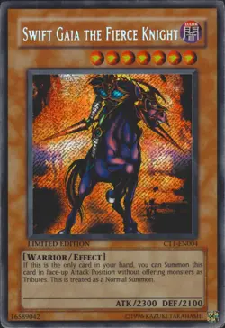 Swift Gaia the Fierce Knight CT1-EN004 Ltd SR 2004 Coll. Tin Yugioh Card MP - Image 1