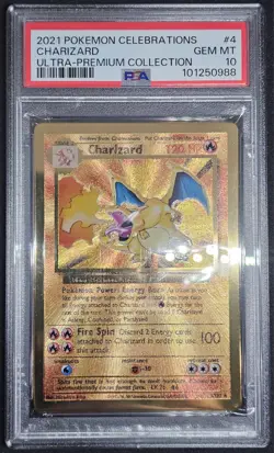 Pokemon Celebrations UPC CHARIZARD Gold Metal Card Promo #4/102 PSA 10 Gem Mint - Image 3