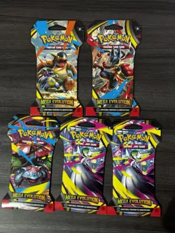 Pokemon TCG Mega Evolutions Sleeved Booster Packs - Lot Of 5 - Image 1