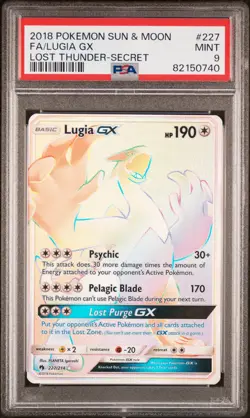 2018 POKEMON SUN & MOON LOST THUNDER SECRET #227 FULL ART/LUGIA GX PSA 9 - Image 1