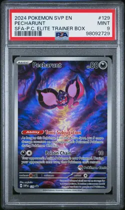 2024 POKEMON SHROUDED FABLE POKEMON CENTER ETB SVP EN-SV #129 PECHARUNT PSA 9 - Image 1