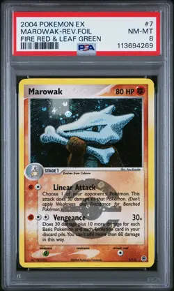 2004 POKEMON EX FIRE RED & LEAF GREEN #7 MAROWAK-REVERSE FOIL PSA 8 - Image 1