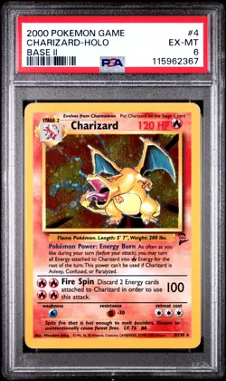 2000 POKEMON BASE SET 2 #4 CHARIZARD-HOLO PSA 6 - Image 1