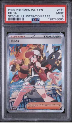 Pokemon GRADED 2025 Hilda 171/086 White Flare Special Illustration Tag 9 - Image 1