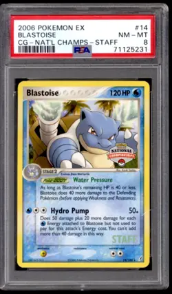 Pokemon C. Guardians National Championship STAFF Blastoise 14/100 PSA 8 *231 - Image 1