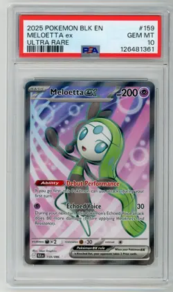 2025 POKEMON BLK EN-BLACK BOLT ULTRA RARE #159 MELOETTA EX PSA 10 - Image 1
