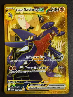 Cynthia's Garchomp EX Gold Hyper Rare 241/182 Pokemon Destined Rivals Near Mint - Image 1