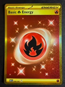 Basic Fire Energy 230/197 Pokemon SV Obsidian Flames Gold Hyper Rare Near Mint - Image 1