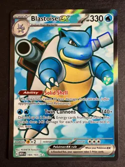 Blastoise EX 184/165 Full Art Rare Pokemon Scarlet & Violet 151 Near Mint - Image 1