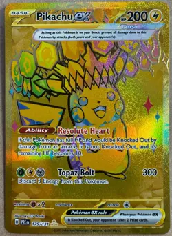 Pikachu EX Gold Hyper Rare 179/131 Pokemon SV Prismatic Evolutions Near Mint - Image 1