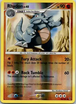 Rhydon - Reverse Holo - 80/147 Supreme Victors - Pokemon TCG - 2009 LP - Image 1