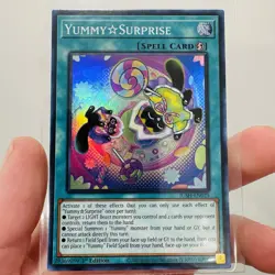 Yu-Gi-Oh! TCG Yummy Surprise Super Rare Card JUSH-EN025 for Justice Hunters NM - Image 1