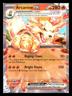 Pokemon Card TCG - Arcanine EX - Scarlet Violet 032/198 - Full Art Holo Rare LP - Image 1