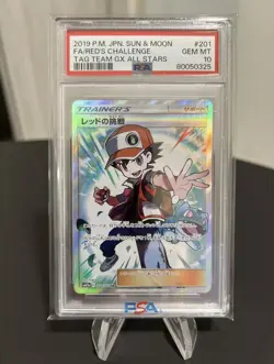 Red’s Challenge PSA 10 SR FA 201/173 sm12a Tag Team Stars Card Pokemon Japanese - Image 1