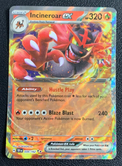 Incineroar ex 034/162 Temporal Forces Double Rare Pokemon TCG Card NM - Image 1