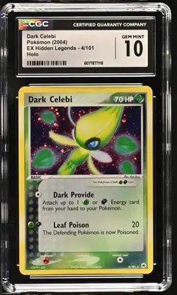 CGC 10 GEM MINT Dark Celebi 2004 EX Hidden Legends 4/101 Holo Pokemon Card - Image 1