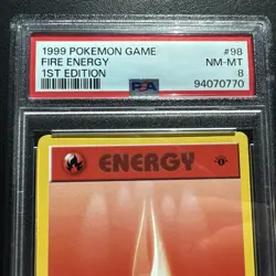 1999 POKEMON BASE SET 1ST EDITION #98 FIRE ENERGY PSA 8🔥🔥 - Image 2