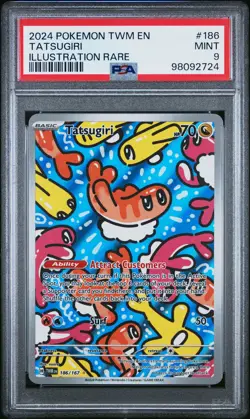 2024 POKEMON TWM EN-TWILIGHT MASQUERADE ILLUSTRATION RARE #186 TATSUGIRI PSA 9 - Image 1