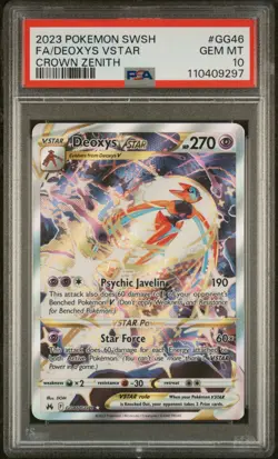 2023 POKEMON SWORD & SHIELD CROWN ZENITH #GG46 FULL ART/DEOXYS VSTAR PSA 10 - Image 1