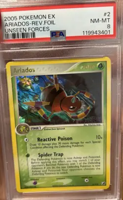 PSA 8 Ariados 2/115 Reverse Holo 2005 EX Unseen Forces Pokemon Card NM-MT - Image 3