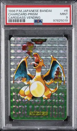 1996 POKEMON JPN BANDAI CARDDASS VENDING #6 CHARIZARD-PRISM PSA 9 - Image 1