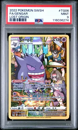 2022 POKEMON SWORD & SHIELD LOST ORIGIN #TG06 FULL ART/GENGAR PSA 9 - Image 1