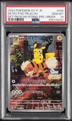 2023 POKEMON JAPANESE SV-P PROMO #098 DETECTIVE PIKACHU PSA 10 - Image 1
