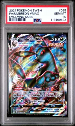 2021 POKEMON SWORD & SHIELD EVOLVING SKIES #095 FULL ART/UMBREON VMAX PSA 10 - Image 1
