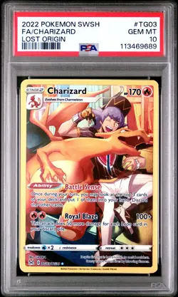 2022 POKEMON SWORD & SHIELD LOST ORIGIN #TG03 FULL ART/CHARIZARD PSA 10 - Image 1
