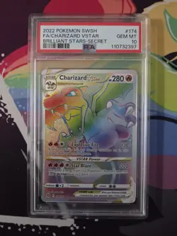 2022 Pokemon SWSH11 Brilliant Stars Charizard VSTAR Secret 174/172 - PSA 10 - Image 1