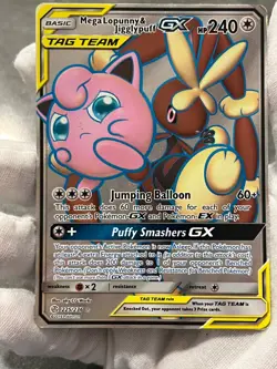 Pokemon TCG Mega Lopunny & Jigglypuff GX 225/236 Cosmic Eclipse Full Art DMG - Image 3