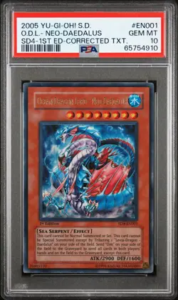 Yugioh PSA 10 Ocean Dragon Lord Neo Daedalus SD4-EN001 Corrected Text Ultra Rare - Image 2