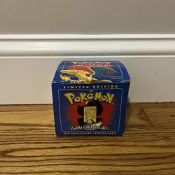23K Gold Plated CHARIZARD Trading Card 1999 Burger King Pokemon Ball Blue - Image 2