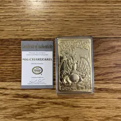 23K Gold Plated CHARIZARD Trading Card 1999 Burger King Pokemon Ball Blue - Image 4
