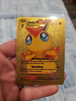Victini Vmax Gold Foil Fan Art Vinyl Textured Collector Pokemon Card - Image 1