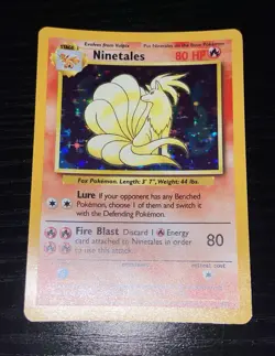 Pokemon TCG Ninetales Base Set 12/102 Holo Unlimited Rare Card Vintage 1999 LP - Image 2