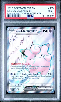2025 POKEMON SVP EN-SV BLACK STAR PROMO #195 LILLIE'S CLEFAIRY EX PSA 9 - Image 1