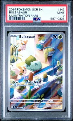 2024 POKEMON SCR EN-STELLAR CROWN ILLUSTRATION RARE #143 BULBASAUR PSA 9 - Image 1