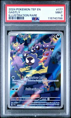 2024 POKEMON TEF EN-TEMPORAL FORCES ILLUSTRATION RARE #177 GASTLY PSA 9 - Image 1