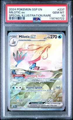 2024 POKEMON SSP EN-SURGING SPARKS SPECIAL ILLUSTRATION RARE MILOTIC EX PSA 10 - Image 1