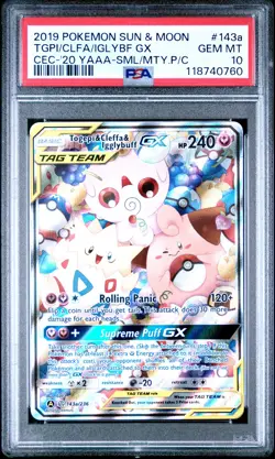 2019 POKEMON SUN & MOON COSMIC ECLIPSE TOGEPI & CLEFFA & IGGLYBUFF GX PSA 10 - Image 1
