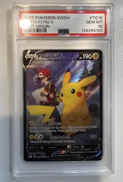 Pokemon TCG SWSH Lost Origin Pikachu v TG16/TG30 Full Art PSA 10 - Image 3