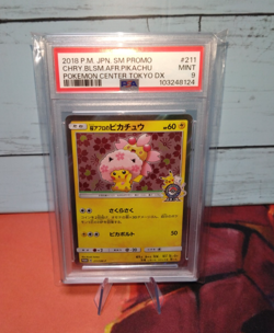 CHRY. BLSM. AFR. PIKACHU POKEMON CENTER TOKYO DX PSA9 Japanese - Image 1
